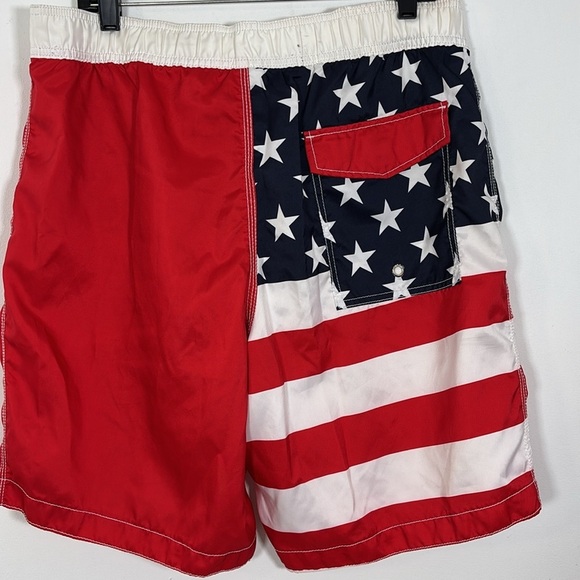 Old Navy Swim Trunks Suit Men Large Flag Print America USA Beach Summer Vacation - Picture 3 of 8